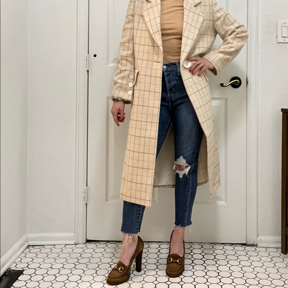 marquis coat - camel plaid - Petite Studio NYC -NWOT